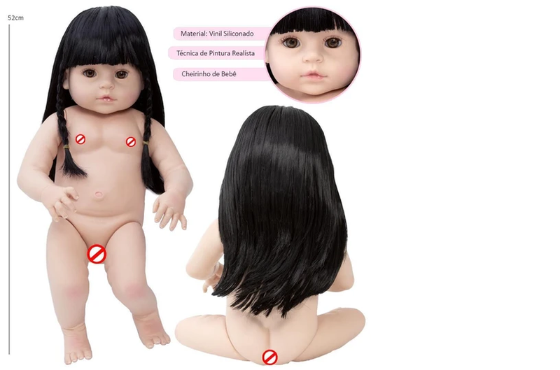 Boneca Reborn Panda Morena Linda 21 Itens Bolsa Maternidade