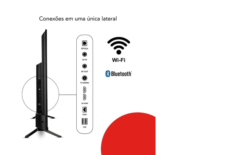 Smart TV 43" LED AIWA BL-02-A 2 HDMI 2 USB Processador Quad Core - Preto